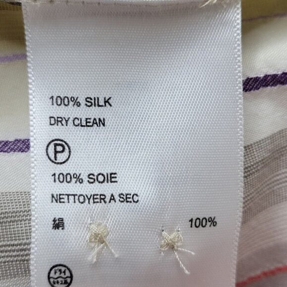 Tommy Bahama Button Down Shirt Size XL Silk Striped Contrast Cuff Chest Pocket - Picture 9 of 14